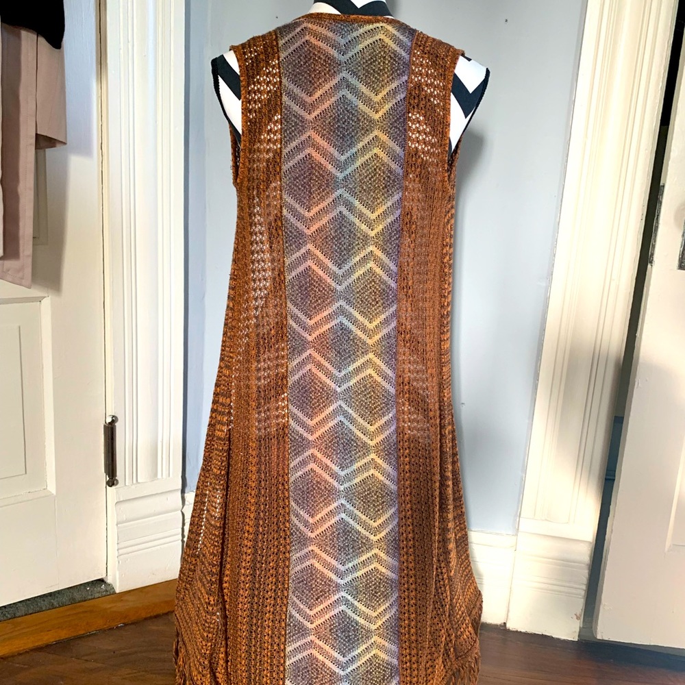 Fringed kimono vest